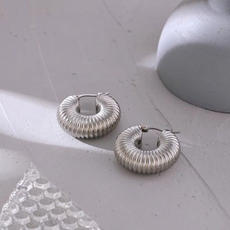 Hollowout hoop pierce silver 316L