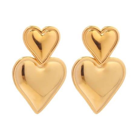 Double heart pierce gold 316L