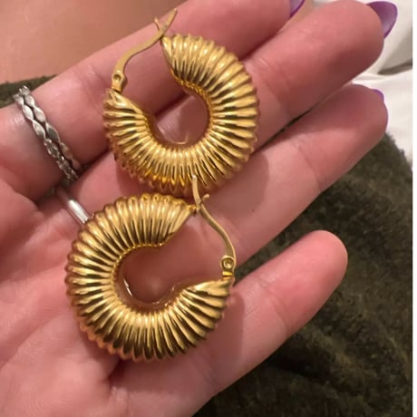 Hollowout croissant spiral hoop piearce gold 316L