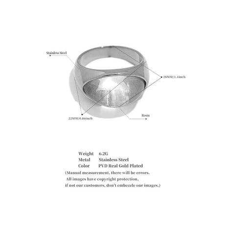 Clear resin round ring silver 316L