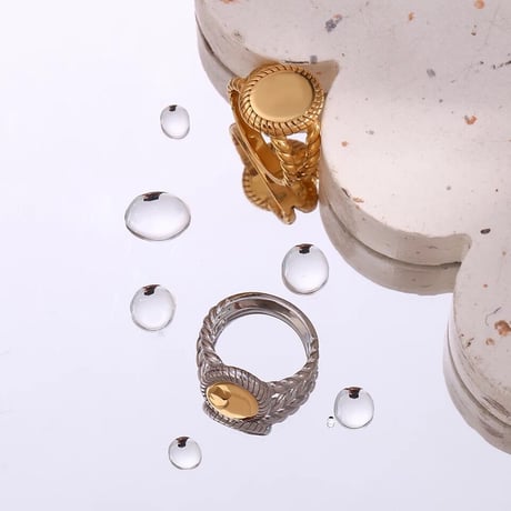 Mirror ellipse ring gold 316L