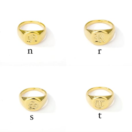 Initial signet ring gold 316L