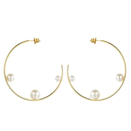 Big hoop pearl pierce gold 316L