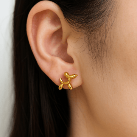 Balloon dog stud pierce gold 316L