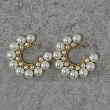 【峯岸みなみさま着用】Big pearl hoop pierce gold 316L