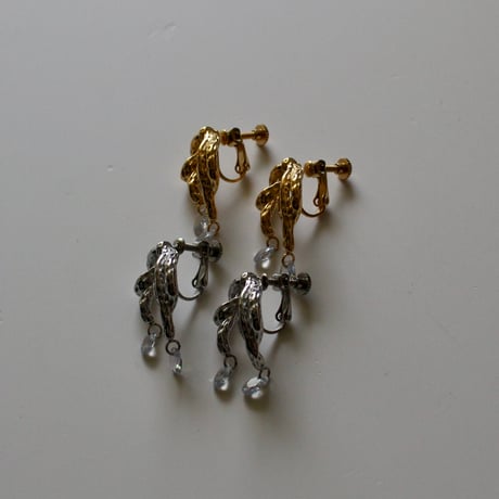 Teardrop ribbon earrings gold 316L