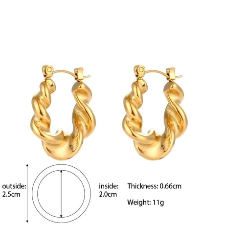 U-shaped chunky twist pierce gold 316L