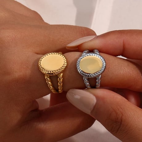 Mirror ellipse ring gold 316L