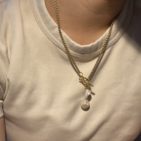 Renewal clogging chain pearl necklace 304L