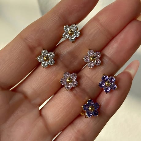 Putit zircon flower pierce purple 316L