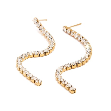 Full round zirconia long pierce gold 316L
