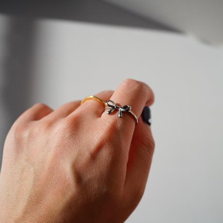 Bow tie ring silver 316L