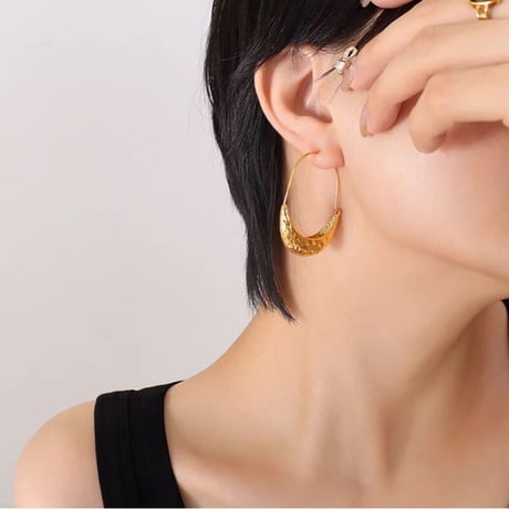 Drop dangle hoop pierce gold 316L