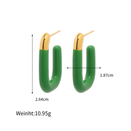 U-shaped opening enamel pierce green 316L