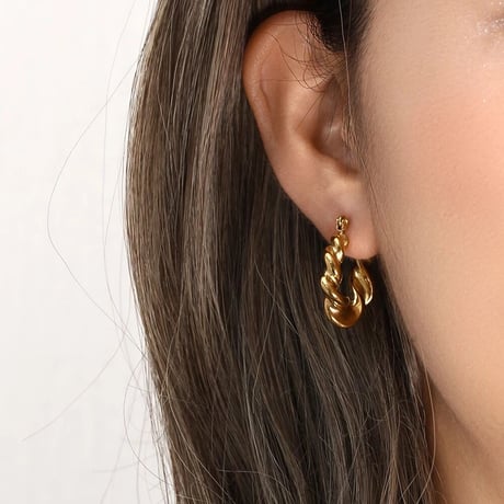 U-shaped chunky twist pierce gold 316L