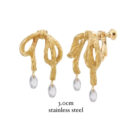 Teardrop ribbon earrings gold 316L