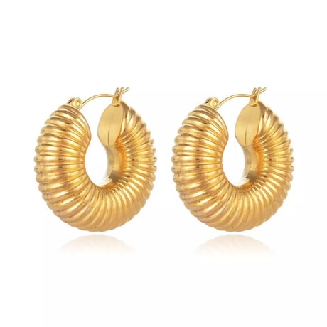 Hollowout hoop pierce gold 316L