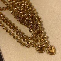 Ball chain heart charm necklace 6mm 40cm gold 304L