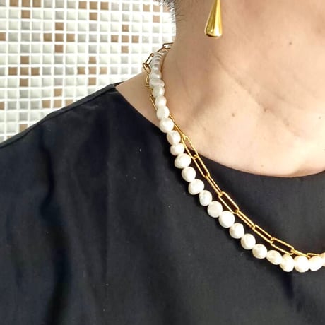Thin twist chain necklace gold 316L