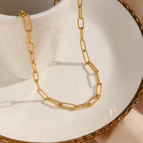 Thin twist chain necklace gold 316L