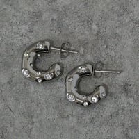 C-shaped chunky zircon piearce silver 316L