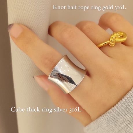 Cube thick ring silver 316L
