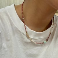 Fresh pearl shell beads necklace gold 316L