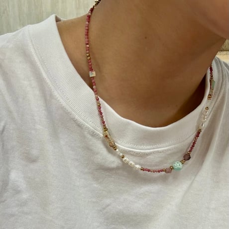 Fresh pearl shell beads necklace gold 316L