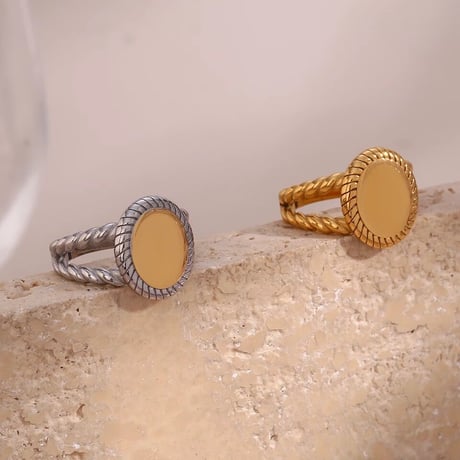 Mirror ellipse ring gold 316L