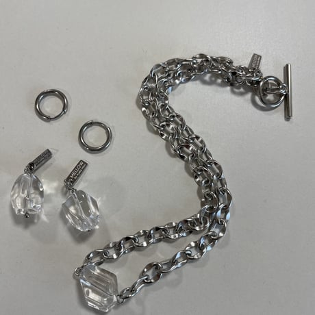 Natural clear quartz chain necklace silver 304L
