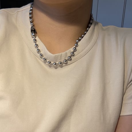 Ball chain heart charm necklace 6mm 40cm silver 304L