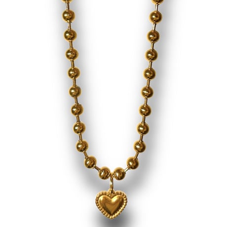 Ball chain heart charm necklace 6mm 40cm gold 304L