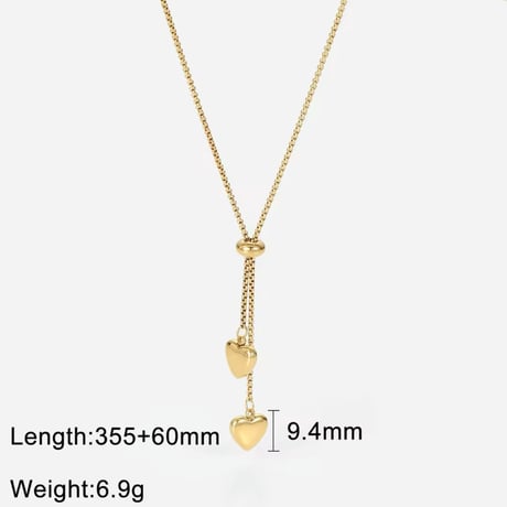 Y-shaped heart necklace gold 316L