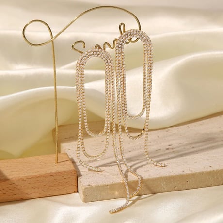 Glaring zirconia dainty long pierce gold 316L