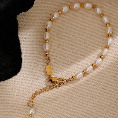 Fresh pearl gold beads mix bracelet gold 316L