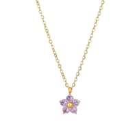 Putit zircon flower necklace purple 316L