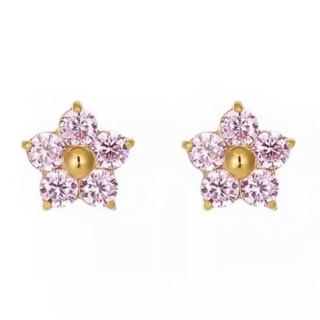 Putit zircon flower pierce pink 316L