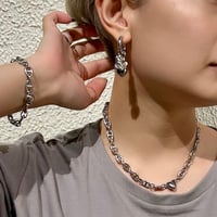 Block chain heart necklace silver 304L
