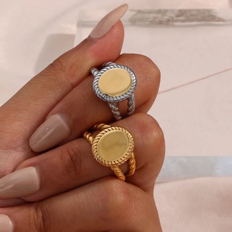 Mirror ellipse ring gold 316L
