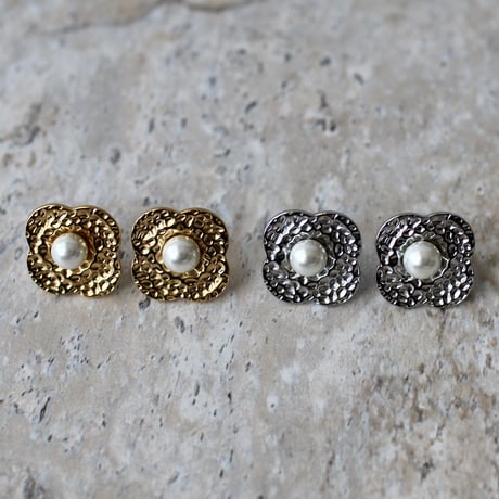 Trad flower pearl piearce silver 316L