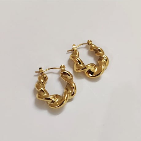 U-shaped chunky twist pierce gold 316L