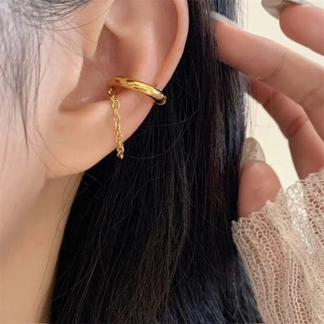 Chain charm earcuff gold 316L