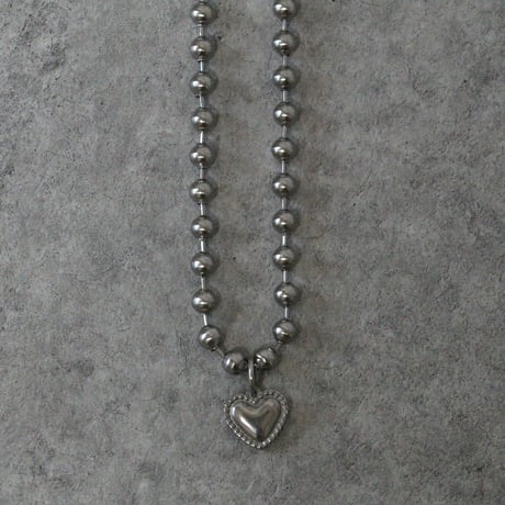 Ball chain heart charm necklace 6mm 40cm silver 304L