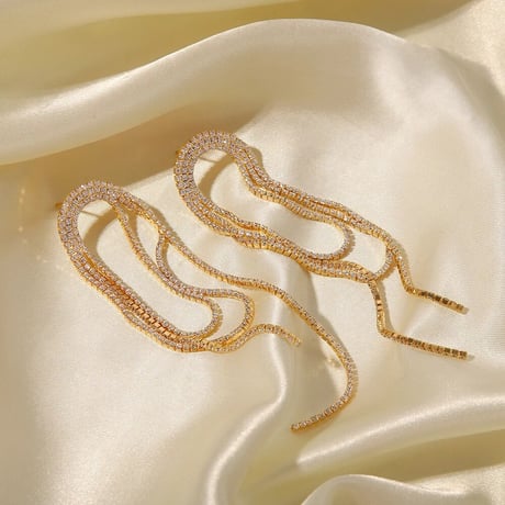 Glaring zirconia dainty long pierce gold 316L