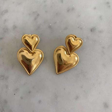 Double heart pierce gold 316L