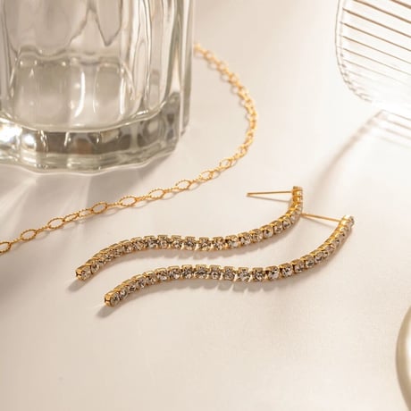 Full round zirconia long pierce gold 316L