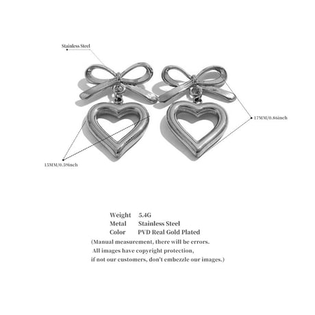 Bow tie heart pierce silver 316L
