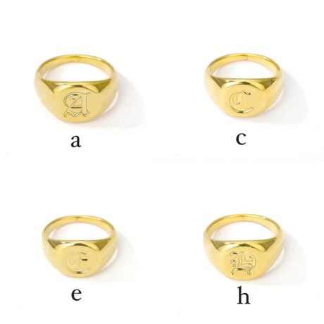 Initial signet ring gold 316L