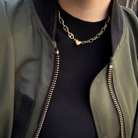 Block chain heart necklace gold 304L
