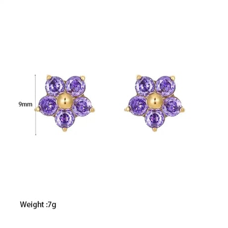 Putit zircon flower pierce purple 316L
